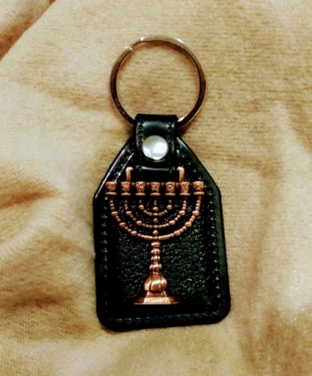 Black Leather Menorah Keychain